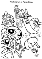 A coloring page of powerpuff girls